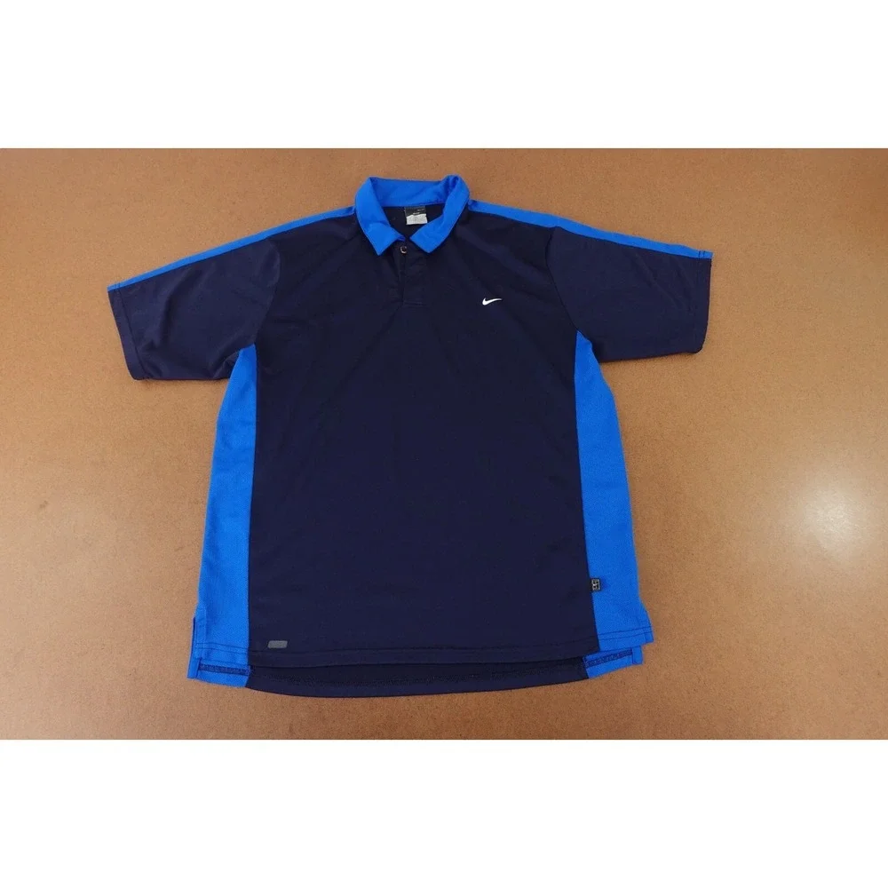 Nike Dri Fit Men's Size XL Blue Colorblock Short Sleeve Polo Shirt